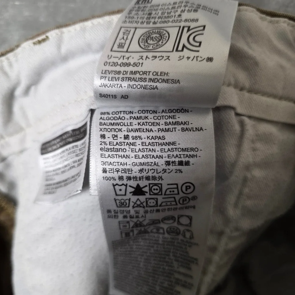 Levi's Chino Trousers Mens 32x36 Tan‎ Fair Slim Fit Cotton Stretch 24888-0011